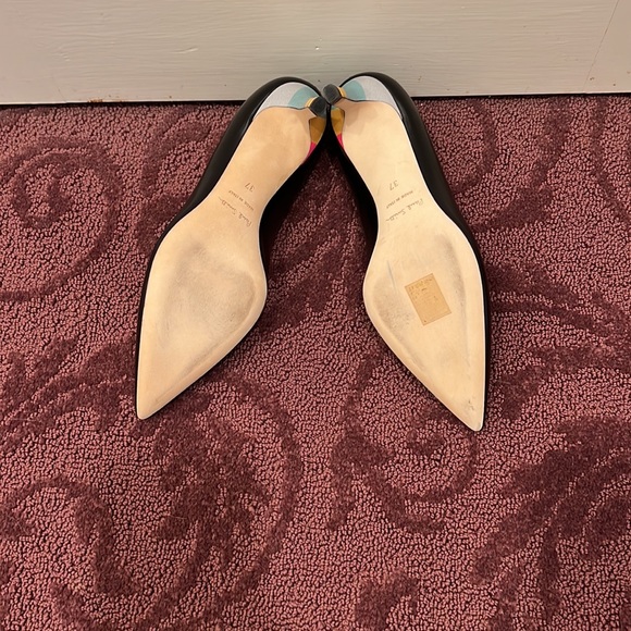Paul smith black leather heels with rainbow heel pointed toe - Picture 3 of 4